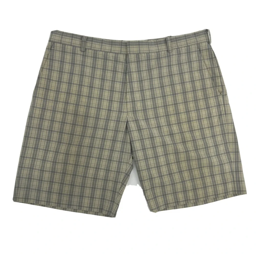 Nike Tiger‎ Woods Collection Shorts 40 Beige Plaid Flat Front Golf